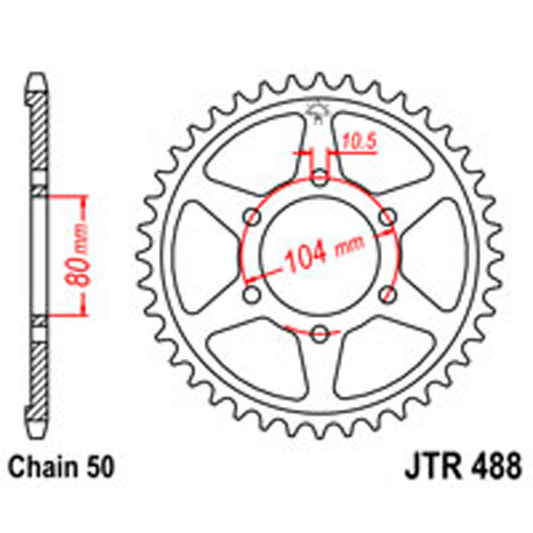 JT JT Rear Sprockets R/W 488-41T KAW